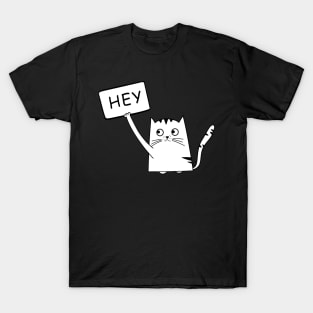 Cat says Hey, Funny Sneaky Cat, Sneaky Black Cat, Cat spying T-Shirt